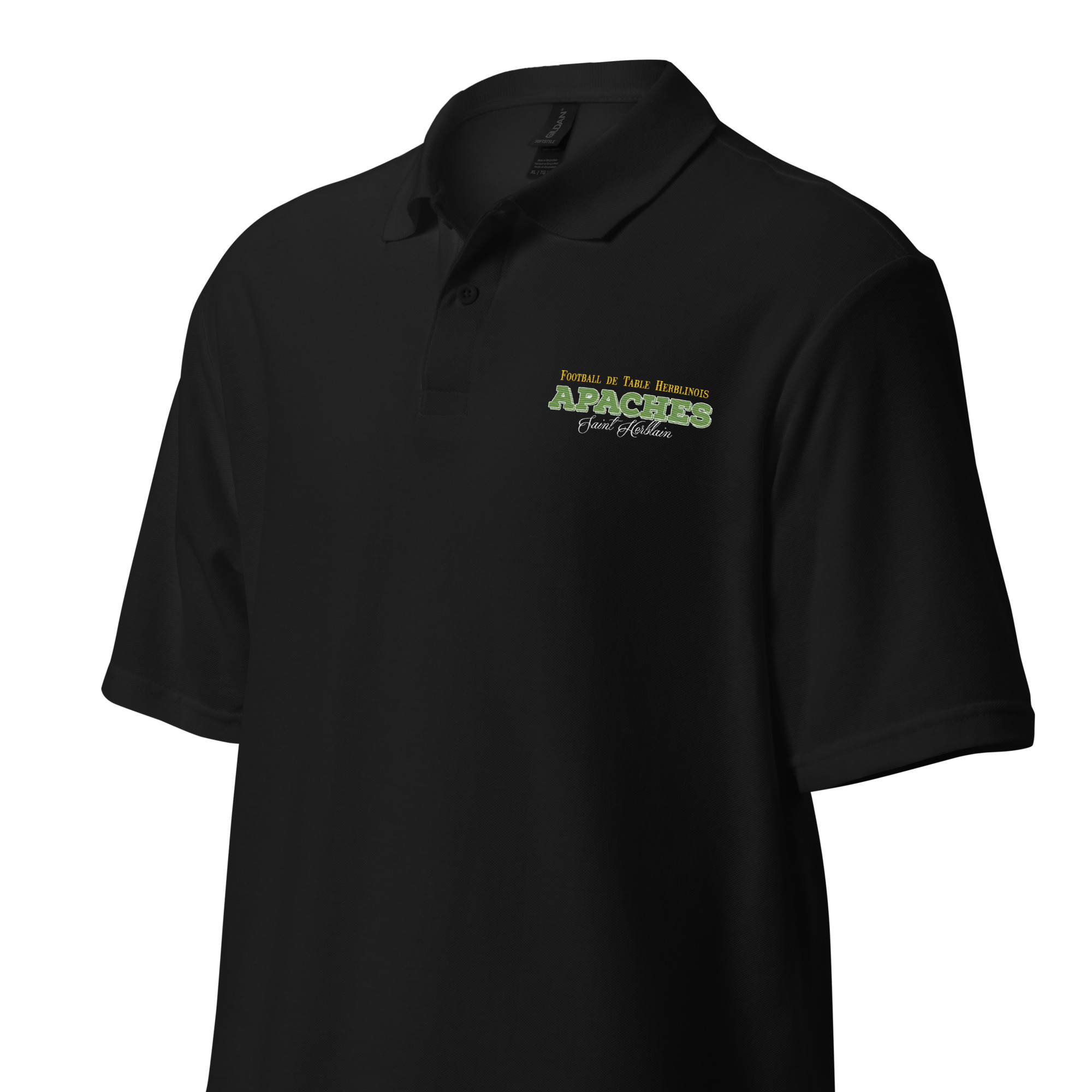 Polo piqué noir, brodé